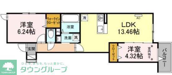 セレスティア瑞江II(2LDK/1階)の間取り写真