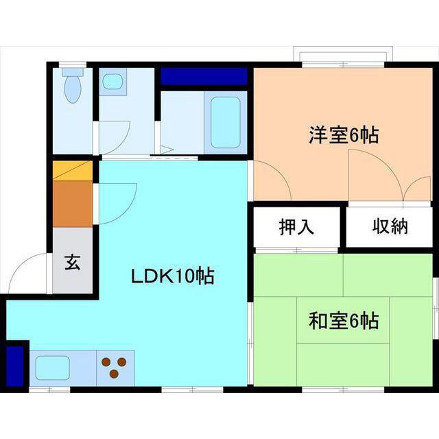 ディアスミント(2LDK/1階)の間取り写真