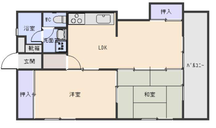光コーポ(2LDK/3階)の間取り写真