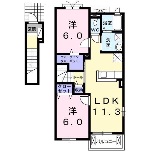 グランアンジュ I(2LDK/2階)の間取り写真