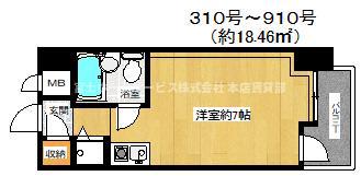 ふぁみゆアビコI(ワンルーム/8階)の間取り写真