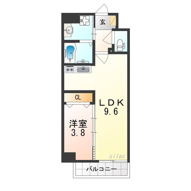 リアライズ堺宿院(1LDK/2階)の間取り写真