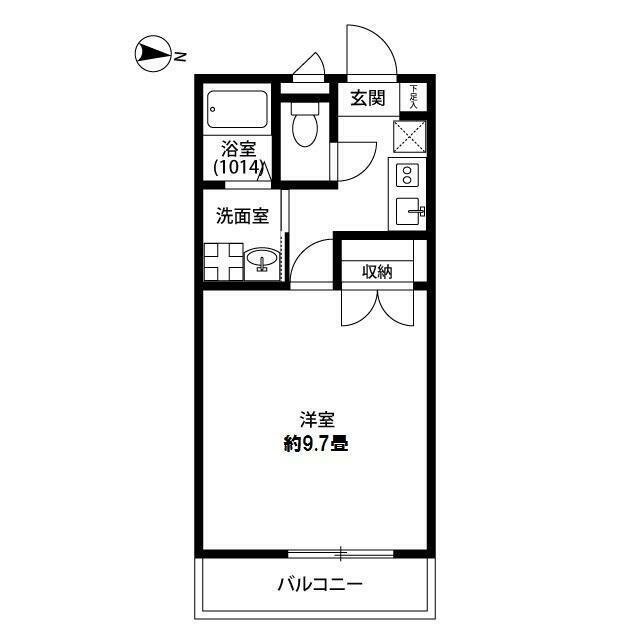 アンプルール ブワ MER(1K/2階)の間取り写真
