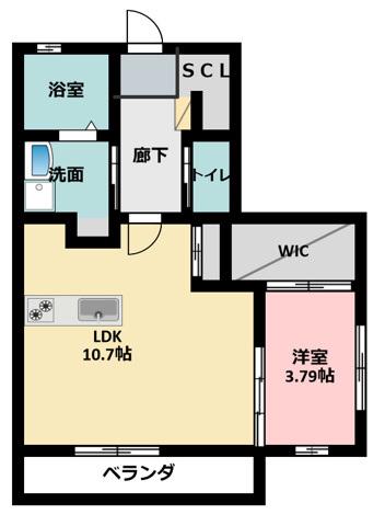 ル・リオン三方原(1LDK/3階)の間取り写真