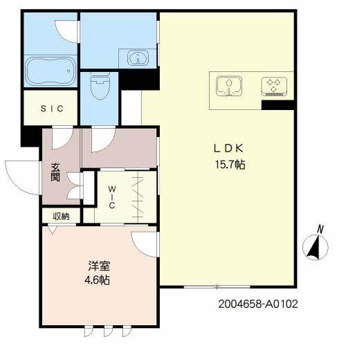 CASA FELICE 水前寺(1LDK/1階)の間取り写真