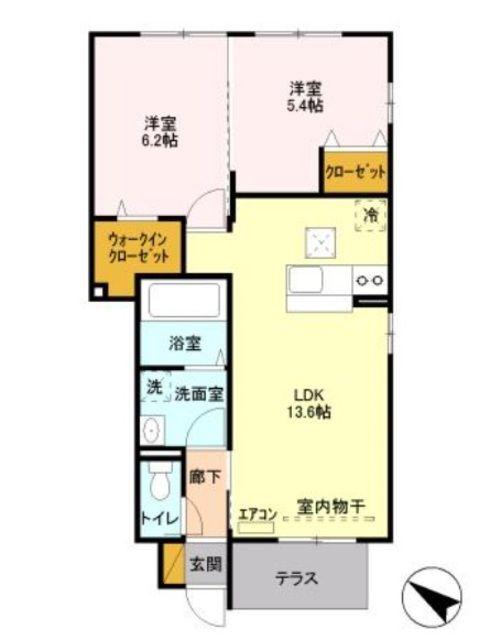 グランドゥール(2LDK/1階)の間取り写真