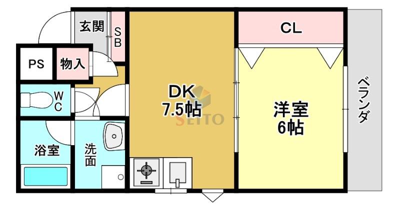 グレースSONE(1LDK/2階)の間取り写真