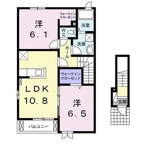 フロントリヴァーB(2LDK/2階)の間取り写真