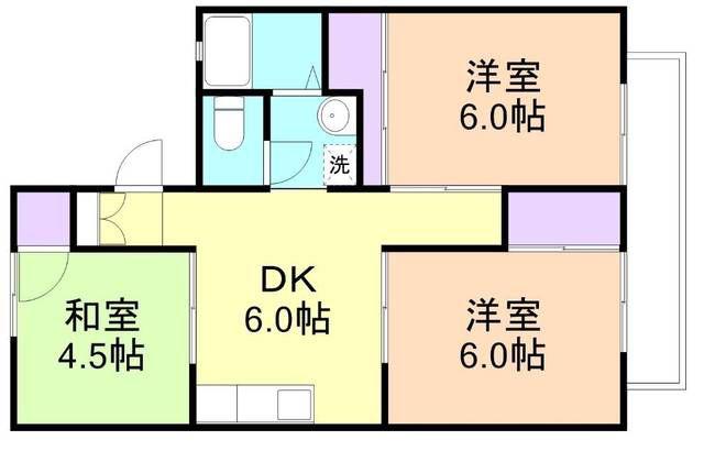 和歌川弐番館(3DK/2階)の間取り写真