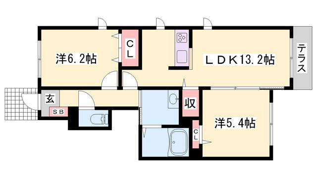 ハートフルハイツII(2LDK/1階)の間取り写真