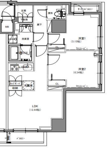 S-RESIDENCE両国緑(2LDK/9階)の間取り写真