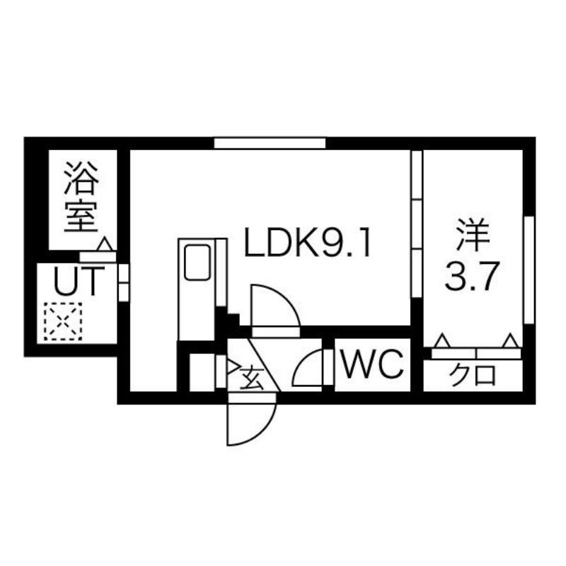 アプリーレ手稲(1LDK/2階)の間取り写真