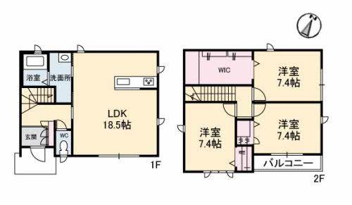 シャーメゾンタウン西阿知駅前 C棟(3LDK/2階)の間取り写真