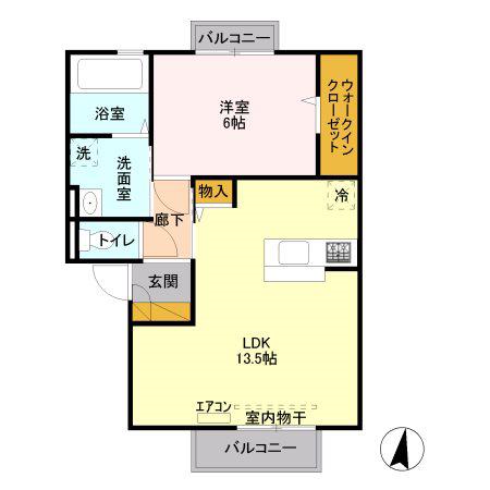 プロムナード・T(1LDK/2階)の間取り写真