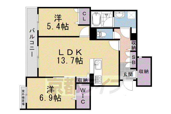 シャーメゾンガーデン太秦(2LDK/3階)の間取り写真
