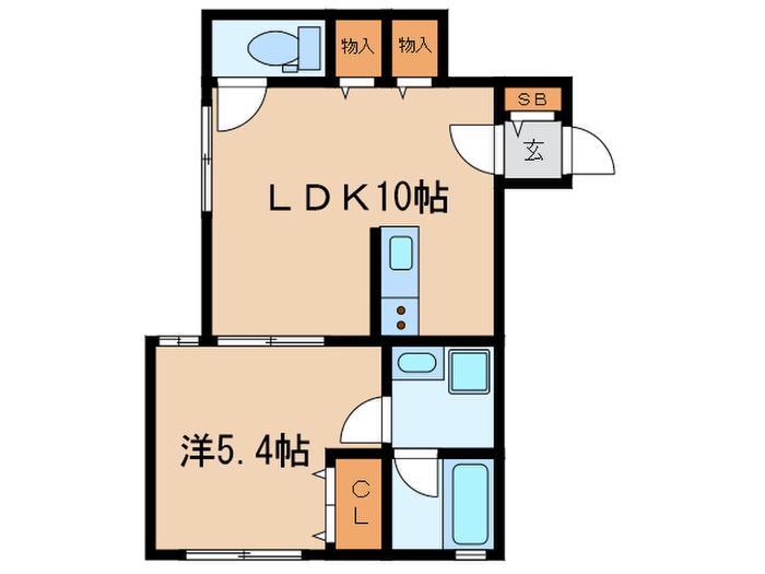LA LUNA(1LDK/1階)の間取り写真