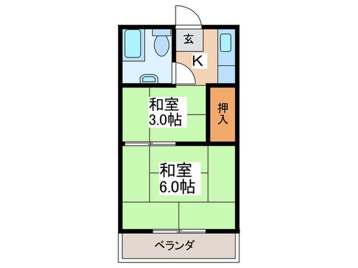 ANDOコーポ(2K/2階)の間取り写真