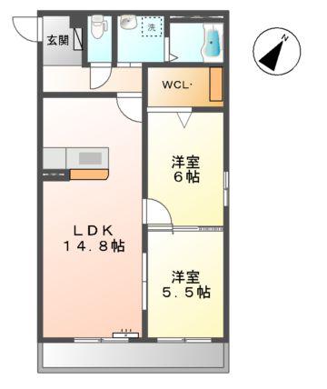 CHIEN AMOUR(2LDK/3階)の間取り写真