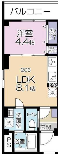 メゾンふたば(1LDK/2階)の間取り写真