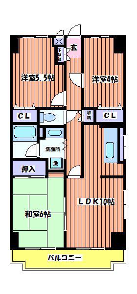 メゾンエビス(3LDK/3階)の間取り写真