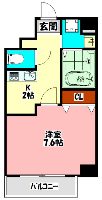 アヴェーレ早苗町(1K/3階)の間取り写真