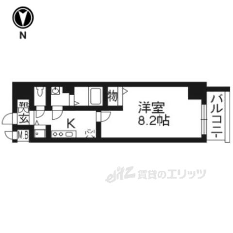 アスヴェル京都二条駅前Ⅱ(1K/5階)の間取り写真