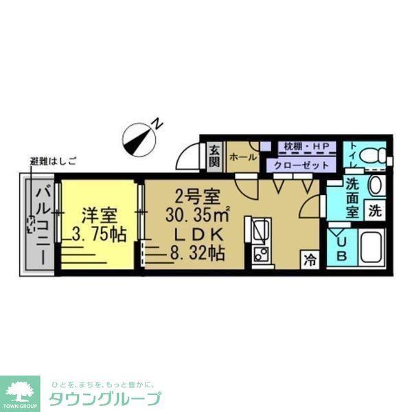 AJ南流山ノースV(1LDK/2階)の間取り写真