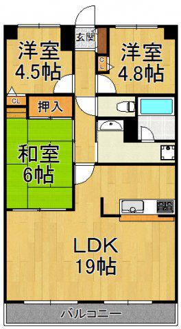 第二寿楽アビタシオン(3LDK/3階)の間取り写真