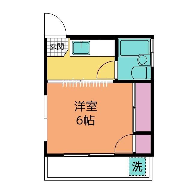 ヴィラ大滝(1K/2階)の間取り写真