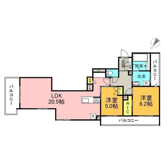 田島ビル(2LDK/4階)の間取り写真