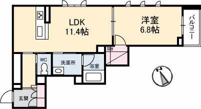 BLOOM-1(1LDK/2階)の間取り写真