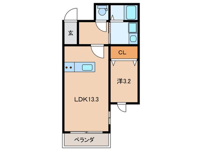 LIFEFIELD古賀駅前(1LDK/1階)の間取り写真