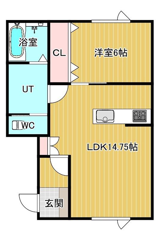 ＪＲ石北本線 西北見駅 徒歩11分 2階建 築1年(1LDK/1階)の間取り写真