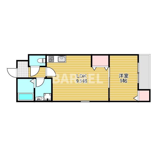 EIJU三津屋中(1LDK/3階)の間取り写真