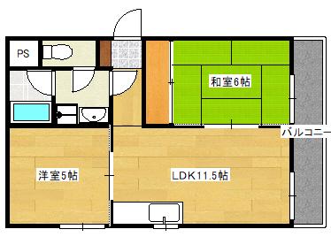 アコード庚午北(2LDK/2階)の間取り写真
