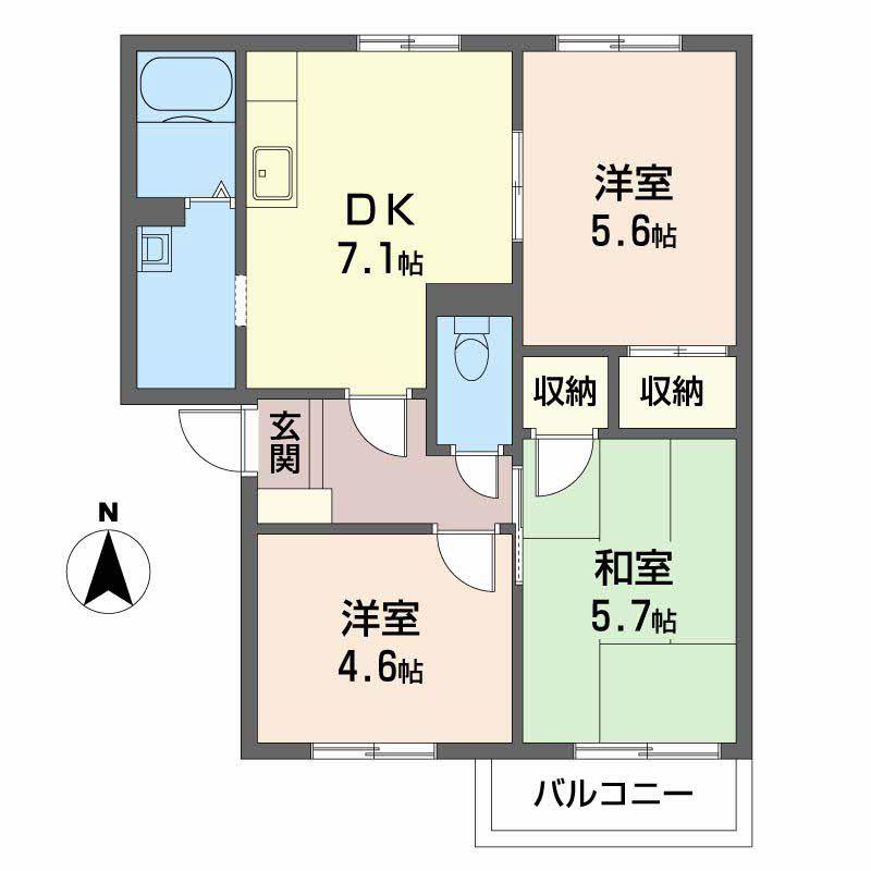 ハイツ池田D棟(3DK/2階)の間取り写真