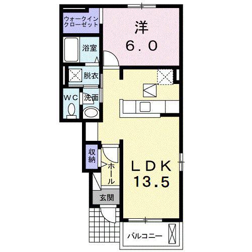 ミルト松前 I(1LDK/1階)の間取り写真