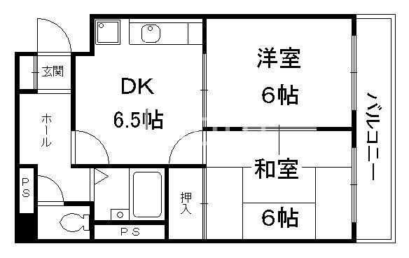 ウイングヒルズ新堀川(2DK/2階)の間取り写真