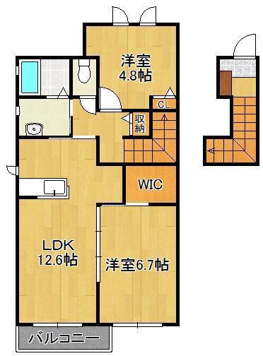 シャーメゾン楠木(2LDK/2階)の間取り写真