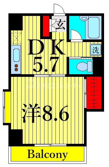 サンフラワー第6(1DK/6階)の間取り写真