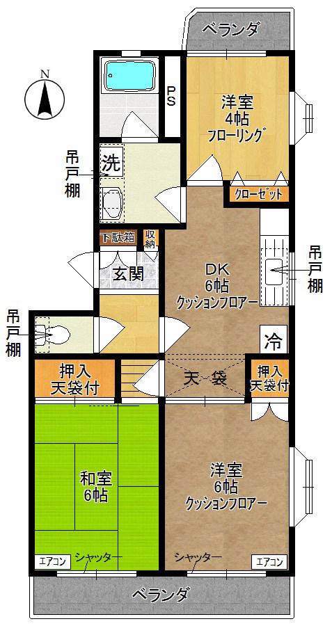 ハイツ清和(3DK/1階)の間取り写真