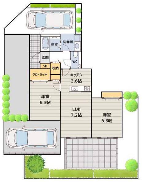 ファーストシティ立川(2LDK/1階)の間取り写真