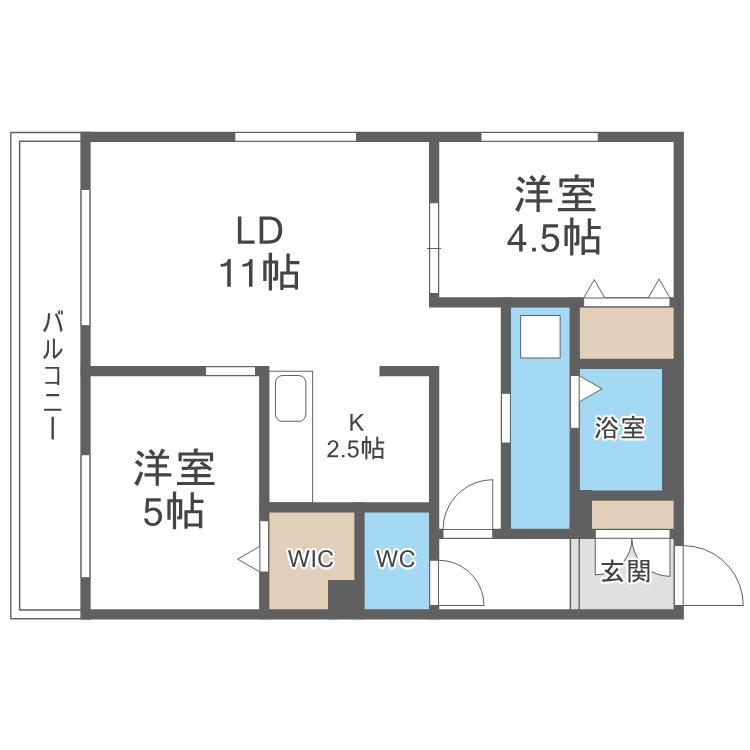 RESIDENCE SHINMEI新道東(2LDK/4階)の間取り写真