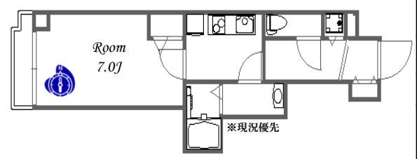 ALZA松ヶ枝(1K/2階)の間取り写真