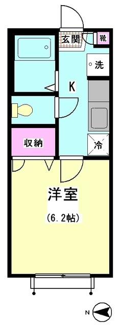 パピヨン南大井(1K/1階)の間取り写真
