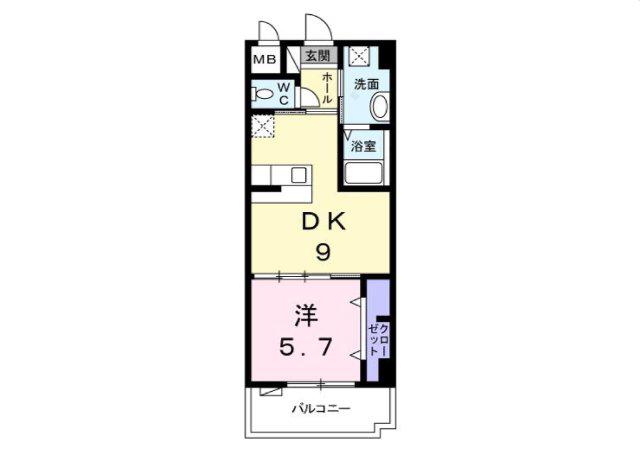 SUNFELIX(1DK/2階)の間取り写真