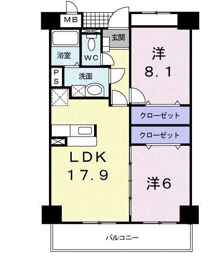 エテルノ・フィオーレ(2LDK/1階)の間取り写真