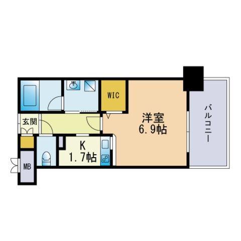 エンクレスト舞鶴Ⅱ(1K/7階)の間取り写真