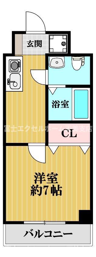レクシア南瓦町(1K/6階)の間取り写真