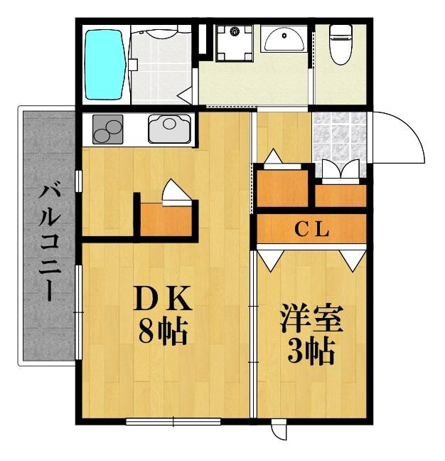フォレスト豊岡(1DK/2階)の間取り写真
